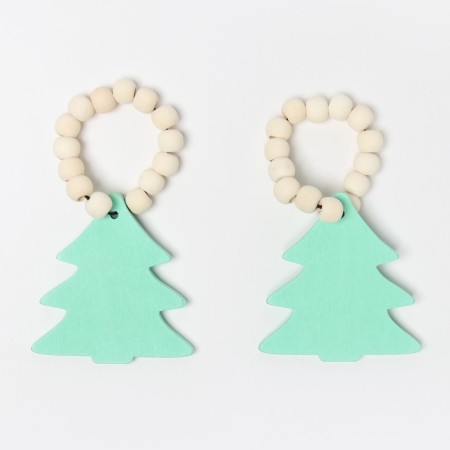 A set of rings for napkins 2 pcs. "Christmas tree", col. Green, 6*7 cm, tree-2