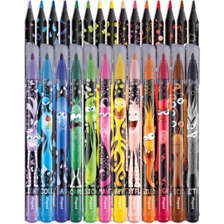 COLOR’PPS MONSTER drawing set: 12 felt -tip pens, 15 plastic colored pencils, decorated-2