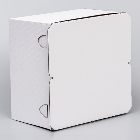 Box for a cake with a window, "cake", with an enhanced bottom, white, 30 x 30 x 19 cm-2