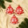 A set of jewelry plastic 3 pcs "Christmas trees with deer" 7x9 cm, red