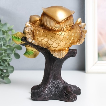 Polystone souvenir "Golden Eagle Eagle with a baby on a tree" on the chest sun 7.5x15x16 cm-2