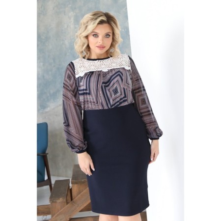Sheath dress, size 56, blue color-1