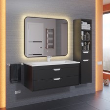 The bathroom mirror Uperwood Modul, 65x80 cm, touch button, black, warm backlight