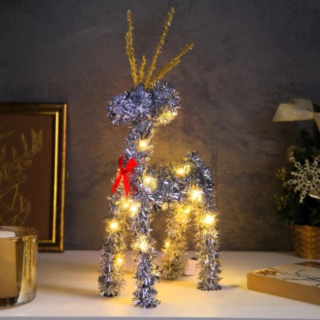 Figure from the tinsel "silver deer" 34x16 cm, 20 LED, AG10x3 (in compli), T/white