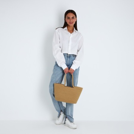 Bag-touut without fastening, beige color-4