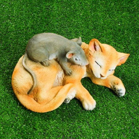 Garden figure "Cat with the mouse Sleep" 30x18cm-3