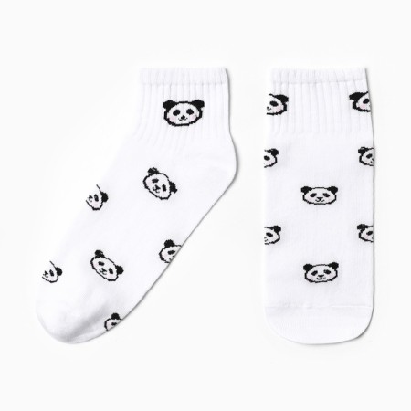 Women's socks shortened "Panda", white color, rr 23-25