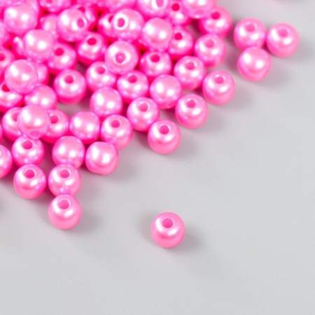 Set of beads "needlework" plastic, diameter 6 mm, 25 g, bright pink