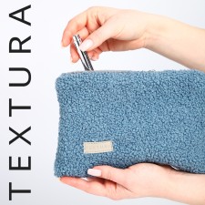 Cosmetic bag with lightning, textura, blue color