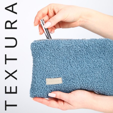 Cosmetic bag with lightning, textura, blue color