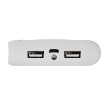 External battery Luazon PB-01, 7200 mAh, 2 USB, 1/2.1 A, flashlight, white-6