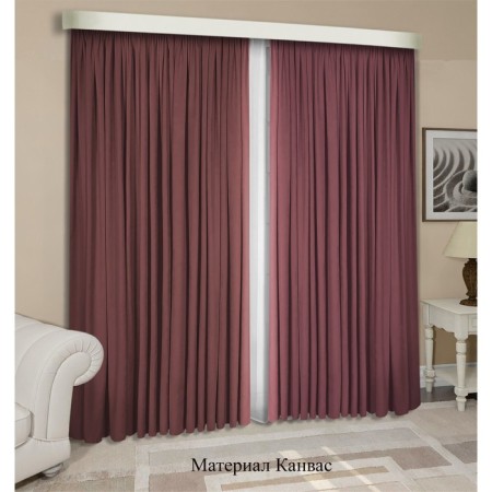 Set of curtains "Canvas", size 200x260 cm, 2 pcs, color drunk cherry-1