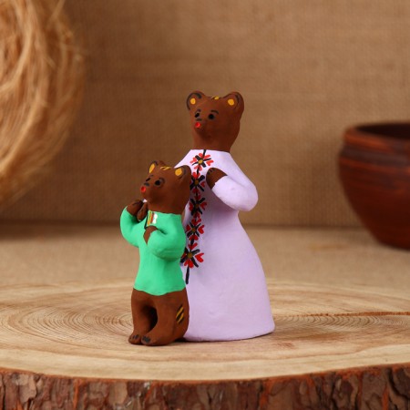 Souvenir "Bear with a bear cub", Kargopol toy-5