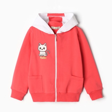 Kit for girls (sweatshirt, trousers), raspberry color, height 86 cm-1