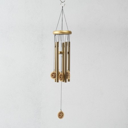 Wind music metal, tree "Symbol OM in the Sun" 5 tubes 60 cm