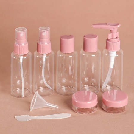 Storage set, in a case, 9 objects, transparent/pink color-4