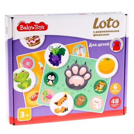 Lotto "for children", with wooden chips, Baby Toys-4