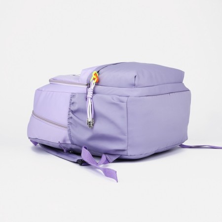 A backpack with a zipper, 4 outer pockets, lilac color-4