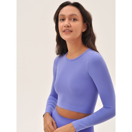 Crop female top with long sleeve Mirey Crop Top Manica Lunga, size 42-44, color Lilac