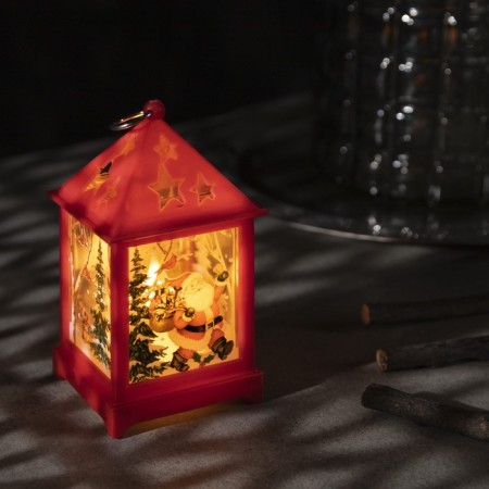 LED figure "Lantern with Santa Claus" 6 × 13 × 6 cm, plastic, batteries AG13x3, glow warm white