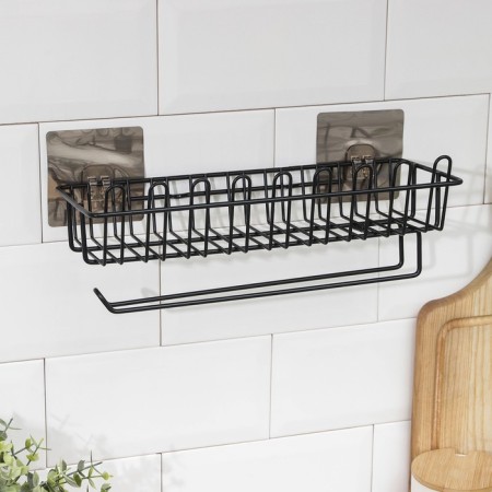A shelf for lips and detergent, with a holder for towels, for Velcro, black color-1