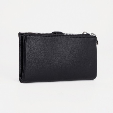 Women's wallet on the button, black color-1
