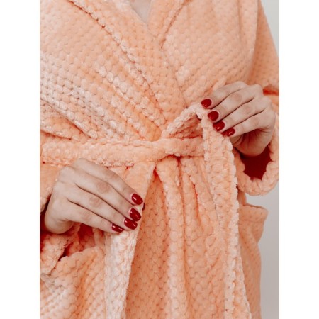 Women's robe with a hood, size 54, color peach-5