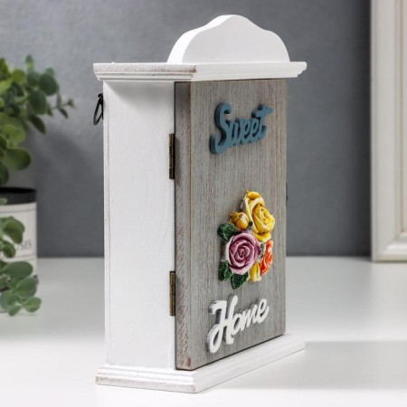 Keywood tree 2 hook "Three roses - Sweet Home" 20.5x6x15 cm-4