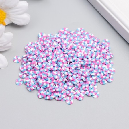 A set of beads made of polymer clay "Astra" 6 mm, 20 g, raspberry, white, colorful blue