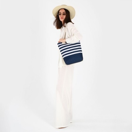 Bag Women's beach on lightning, blue/white color-7