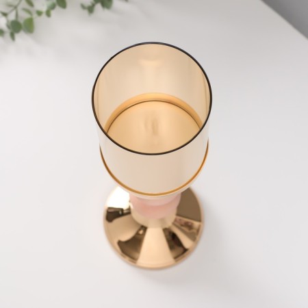 Summary metal, glass, plastic per 1 candle "Celia" d = 9.5 cm pink with gold 12x12x40.5 cm 101-2