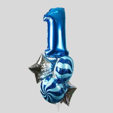 A fountain from the balls “1 year”, for a boy, with confetti, foil, latex, 5 pcs.