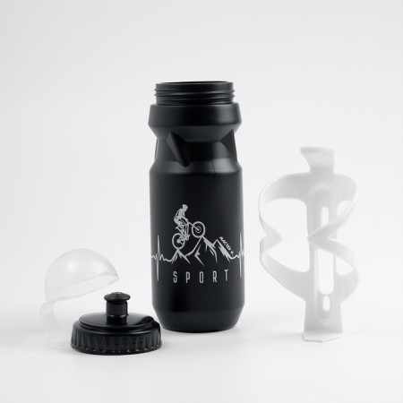 Bicycle bottle, 650 ml, "Master K.", with fastening, black-1
