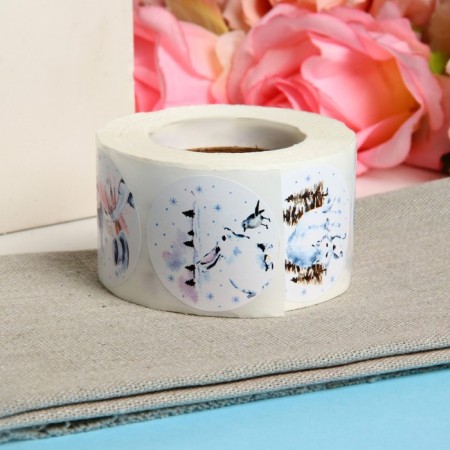 Stickers in the roll "New Year's mood", 500 pcs, 3.8 x 3.8 cm-3