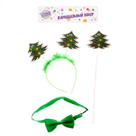 New Year's carnival costume children's “Christmas tree”, 3 objects: rim, butterfly, magic wand, for the New Year-4