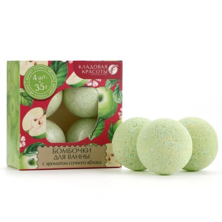 Gift set of cosmetics, bath bombs 4 x 40 g, apple aroma, beauty pantry-1
