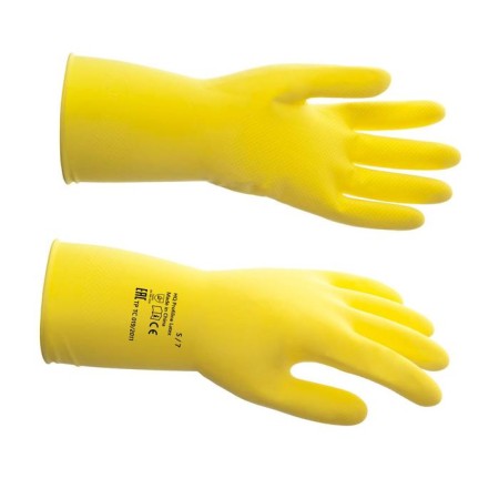Latex reusable gloves, s, yellow