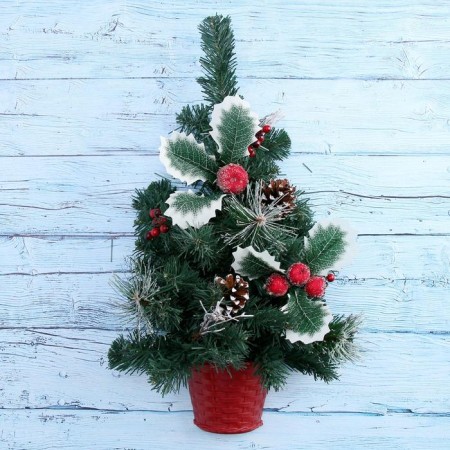Christmas tree decor wall berry berry, pot half, 50 cm