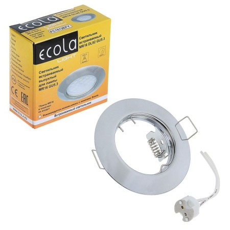 Building lamp Ecola, DL92, MR16, GU5.3, 30x80 mm, convex, chromium color