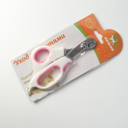 Middle scissors are medium with an emphasis for a finger, white with pink-5