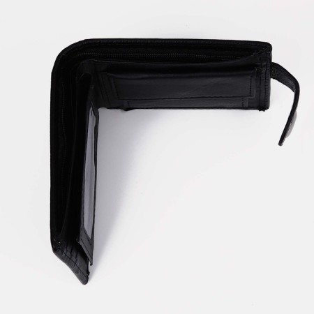 Male purse for magnet, department for bills, for maps, for coins, black color-2