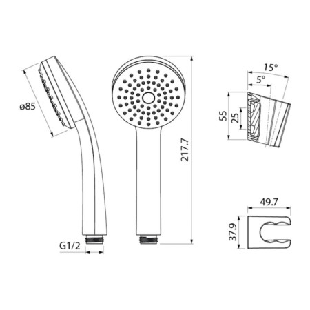 Shower set IDDIS 0011F00I16, watering can, hose, holder, chrome-2