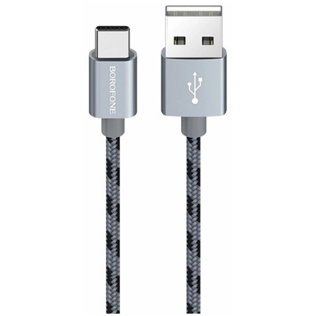 Cable Borofone BX24, Type -C - USB, 3 A, 1 m, nylon braid, gray-1