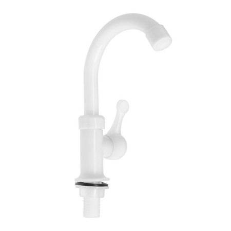 Tap for one water Zein Z3463, flat handle, R-shaped lumps, plastic, white-2