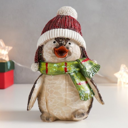 Polystone souvenir "Penguin in a red hat and green scarf" 17.5x11.5 cm