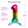 Foil ball 32 “number 1”, on a stand, rainbow