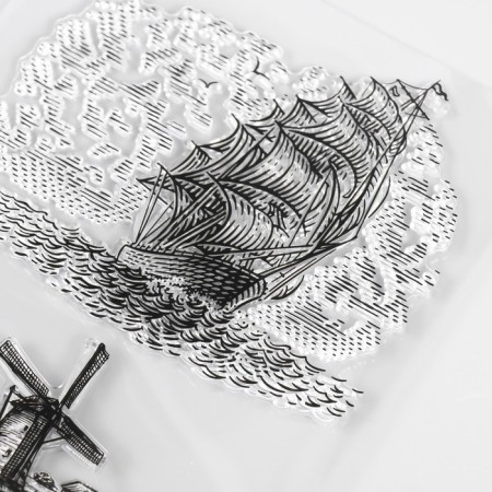 Stamp for creativity Silicon "Ship/Mill" 15x21x0.3 cm-2