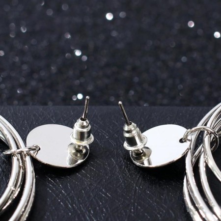 Earrings Metal "Pendulum" Color silver-1