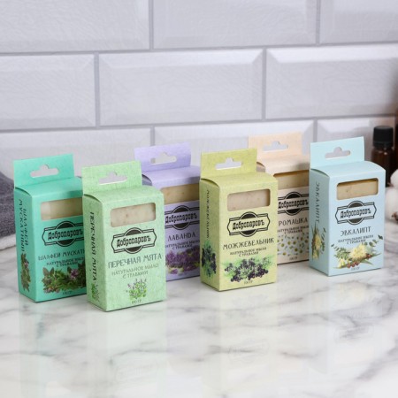 A set of natural soap "lavender, mint, eucalyptus, juniper, chamomile, sage" 6x100 g-2