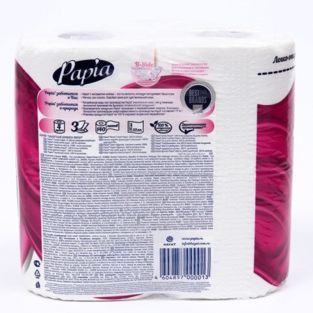 Papia toilet paper, white, 3 layers, 4 rolls-1